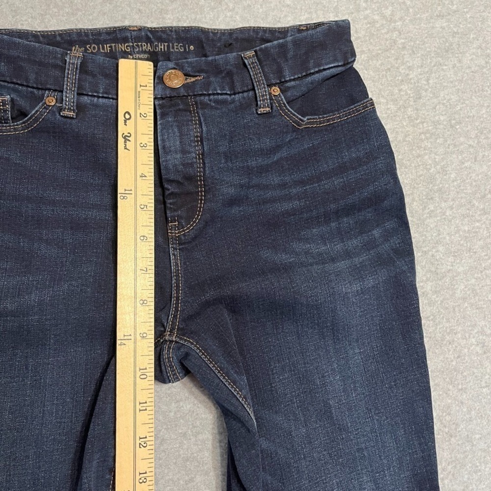 Chicos Jeans Womens 4 Short Chicos 0 Short So Lifting Straight Leg Dark Denim - Picture 5 of 11